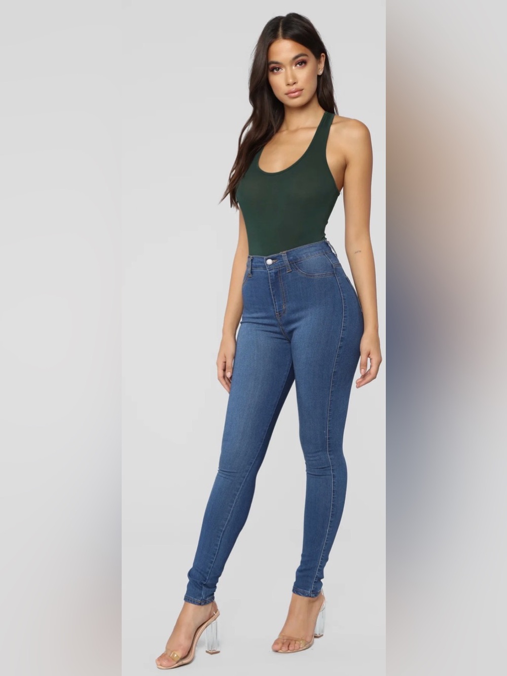 Zenana Outfitters Green Scoop Neck Bodysuit